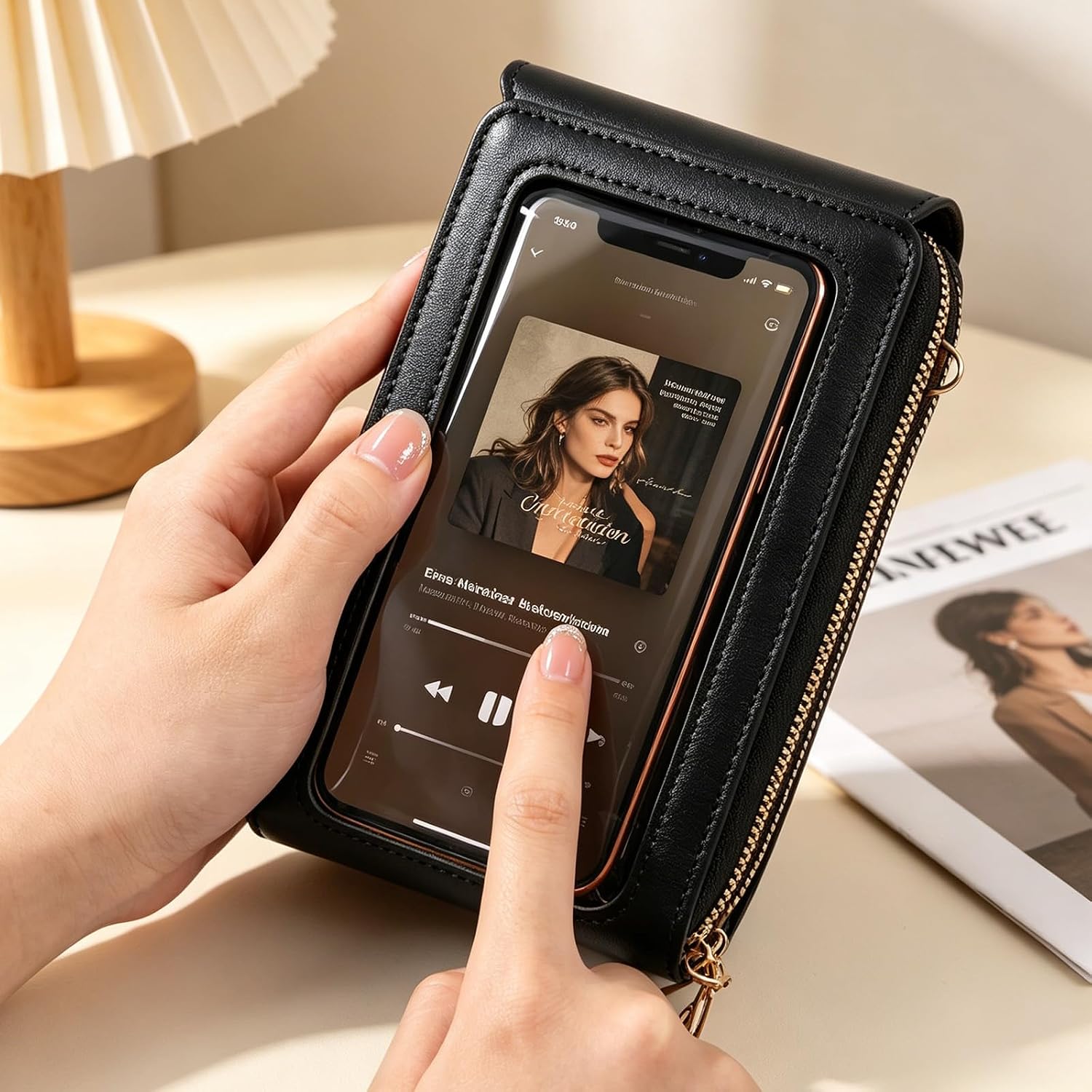 Women'S Phone Messenger Bag, Crossbody Phone Wallet, Rfid Touch Screen Crossbody Phone Purse, Anti-Theft Shoulder Strap