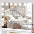 Vanity Mirror With Lights Lighted Makeup Mirror With 15 Dimmable Led Bulbs,3 Color Lighting Modes,Usb Charging Port Touch Control,Sturdy Metal Frame Design 24X18 Inch,White