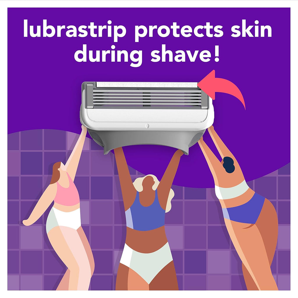 joy Womens Razor Blade Refills, 12 Count, Purple, Lubrastrip to Help Avoid Skin Irritation
