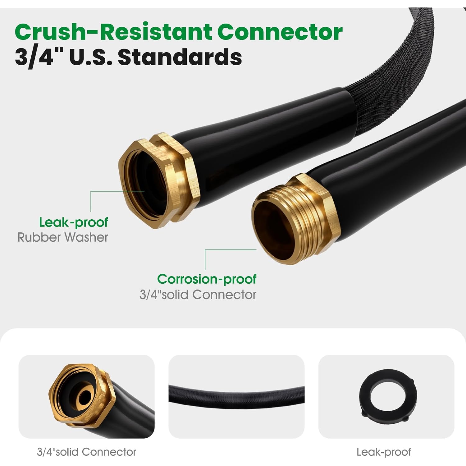Garden Hose 50Ft, Non-Expanding Water Hose Ultra Lightweight, Kink-Free, Burst-Resistant, Lead-Free, Flexible & Durable High-Pressure Hose For Yard, Lawn, Outdoor, Car Washing