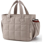 Bagsmart Lunch Bag For Women Small Cute Quilted Lunch Box Insulated Lightweight, Leakproof, Durable & Reusable Tote Bag For Work, Travel, Outdoor, Brown
