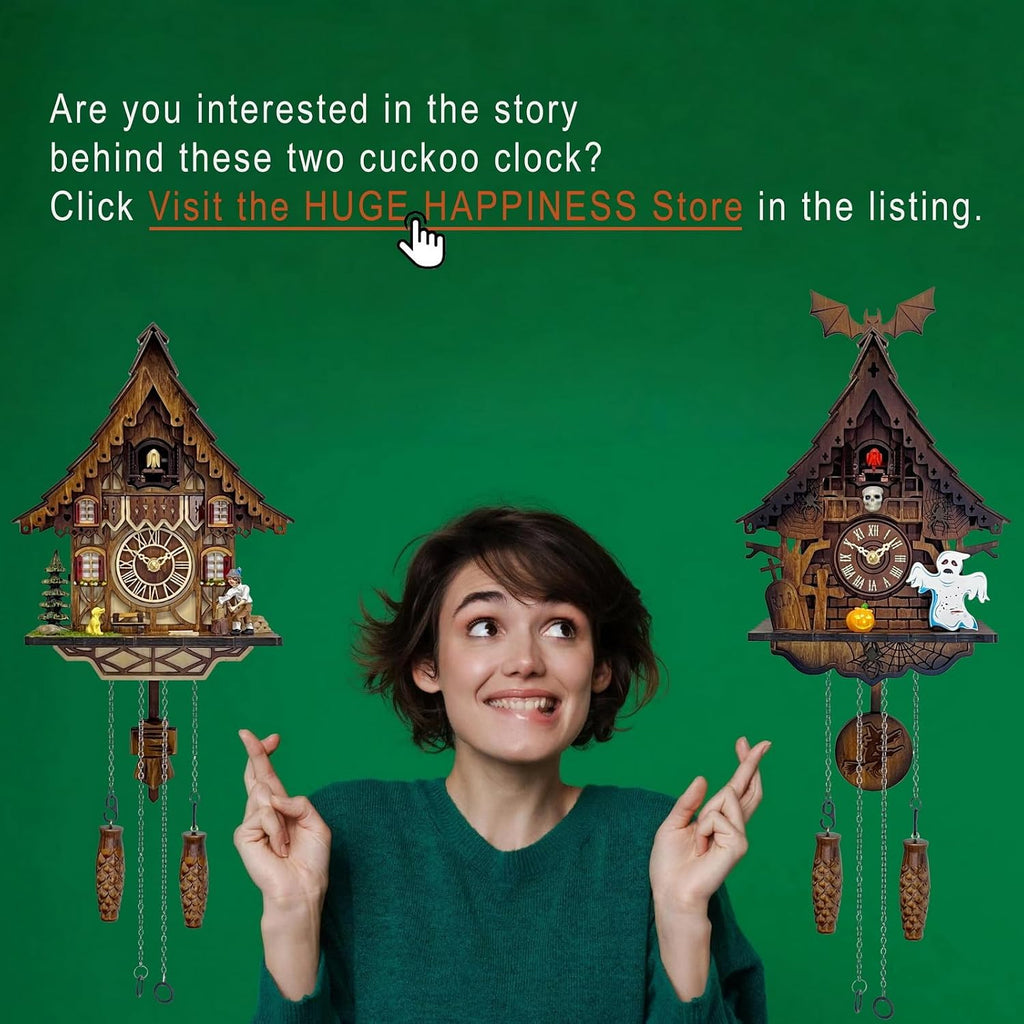Cuckoo Clock | Black Forest Style Wall Decor | Gift Box | Retro Cuckoo Clock, 12 Melodies, Volume Control, Night Mode, Wooden Home Decor, Gift Package, 8.75 X 23 Inch