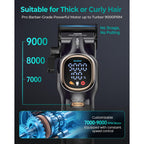 VGRPRO Professional Hair Clippers for Men, Professional Barber Clippers and Trimmer Set, Cordless Hair Clippers for Hair Cutting with Package Case, Powerful 9000 PRM Rechargable Electric Clippers