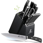 Knife Set, Upgrade 15 Pcs Knife Block Set With Widened Ventilated Slot, German Stainless Steel Kitchen Knives Set With Sharpener, Professional Chef Knives Set, Full Tang Ergonomic Handle