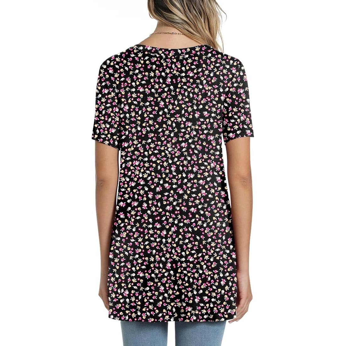POPYOUNG Women's Summer Long Tunic Top To Wear With Leggings Short Sleeve Shirt Loose Fit Dressy