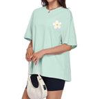 ADOREJOY Oversized Tshirts for Women Crewneck Summer Graphic Tees Short Sleeve Loose Basic Tops 2026 C Light Green Flower