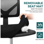 Dumos Small Office Chair Armless, Ergonomic Adjustable Home Office Swivel Rolling Task Chair No Arms, Comfy Mesh Mid Back Computer Work Vanity Desk Chiars With Wheels For Small Spaces, Inky