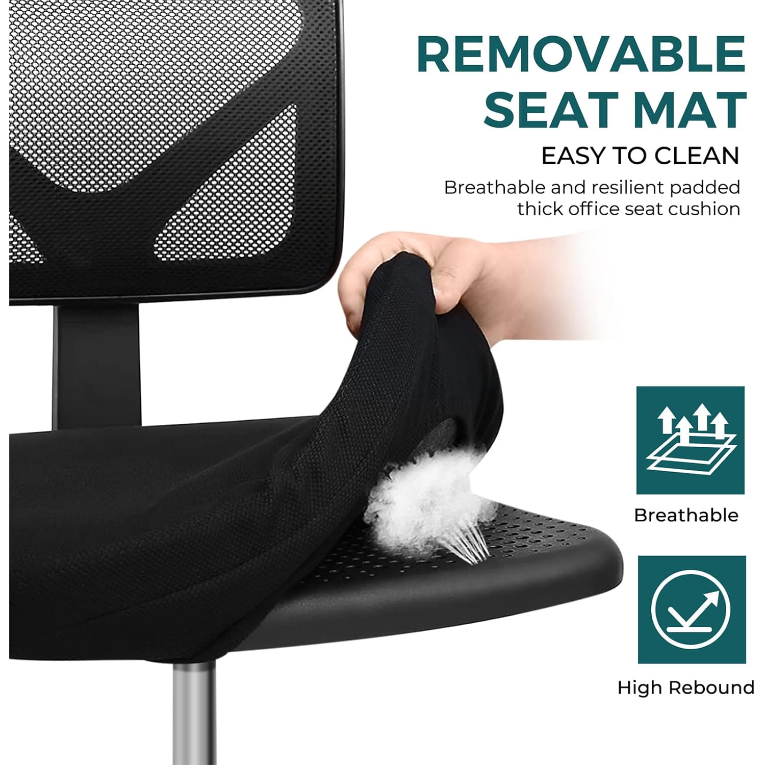 Dumos Small Office Chair Armless, Ergonomic Adjustable Home Office Swivel Rolling Task Chair No Arms, Comfy Mesh Mid Back Computer Work Vanity Desk Chiars With Wheels For Small Spaces, Inky