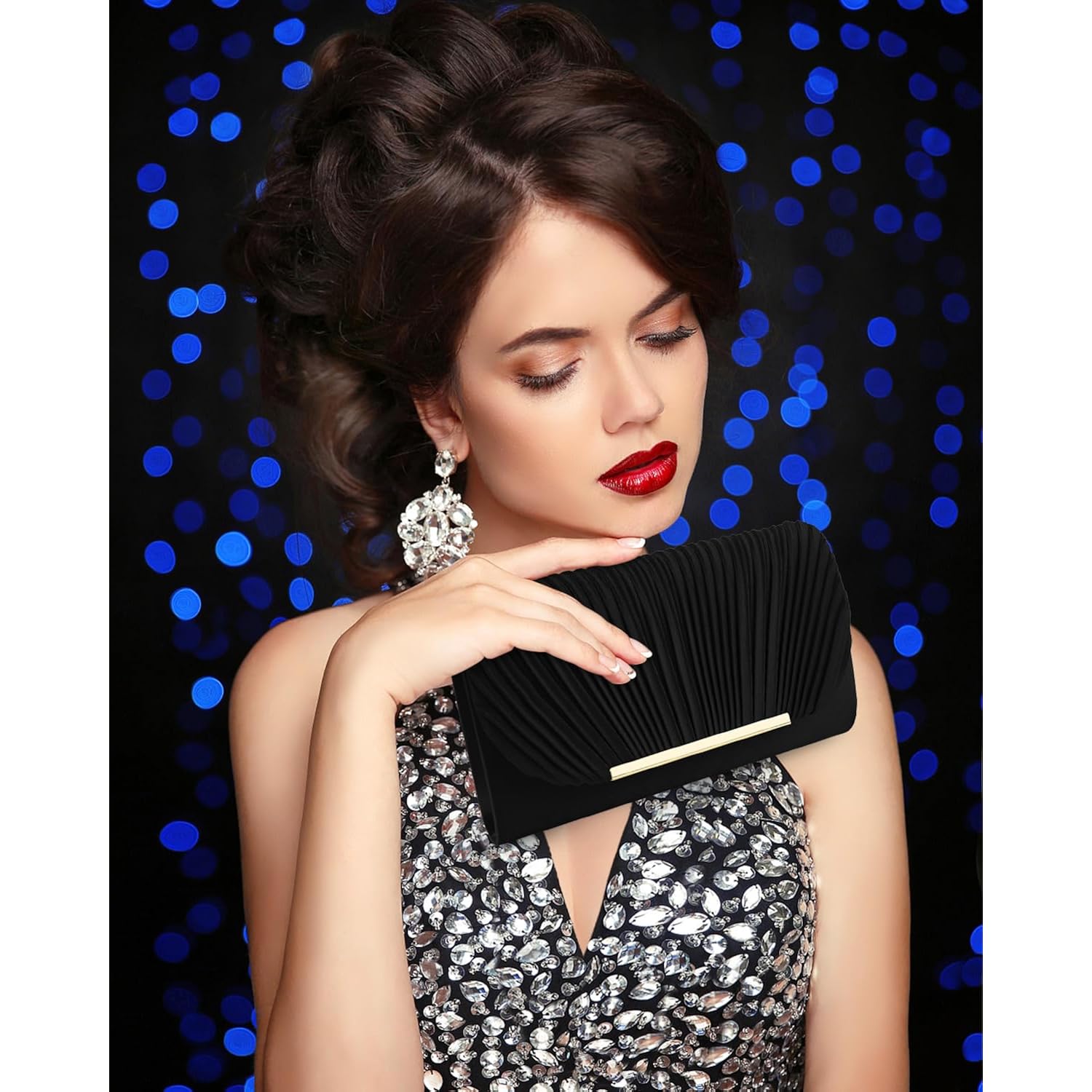 TINDTOP Clutch Purses for Women Evening Handbags for Formal Wedding Party Cocktail Prom Crossbody Shoulder Envelope Bag