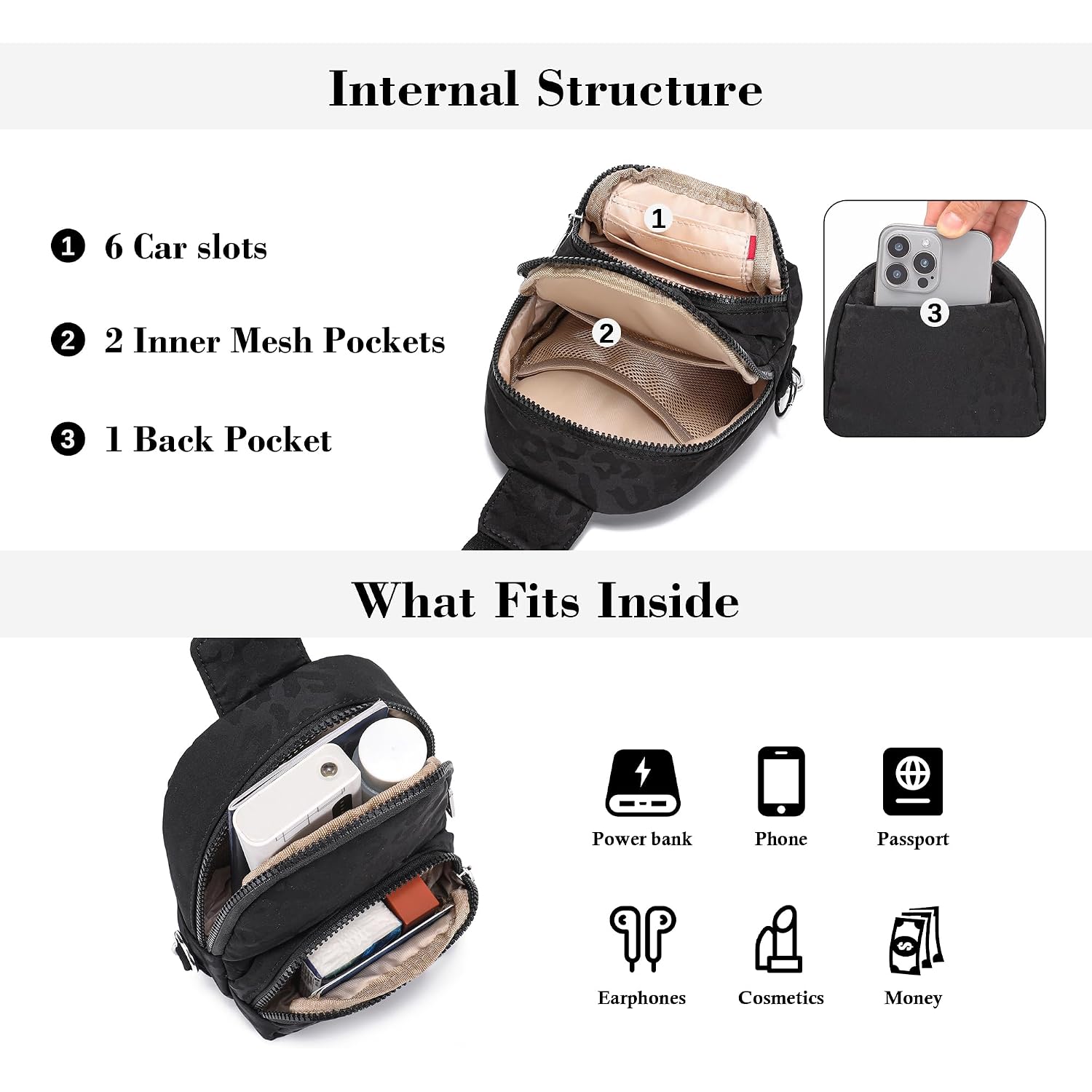 Anti Theft Crossbody Bags For Women Small Nylon Rfid Sling Bag Lightweight Travel Purse For Daily Casual Use(Leopard)
