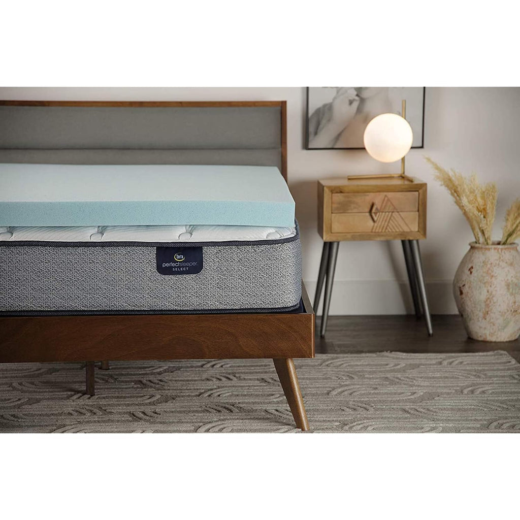 Serta Thermagel Cooling, Pressure-Relieving Memory Foam Mattress Topper, 3 Inch, Queen,Blue