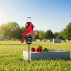Solar Cardinal Memorial Stakes For Graves - Metal Cemetery Decorations With Led Light, Sympathy Gift For Loss Of Mother Mom Grandma, Garden Grave Markers (Red Cardinal)