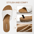 Athmile Sandals For Women 2026 Dressy Summer Flat Comfortable Fashion Beach Cute Ladies Slides Leather Casual Dress Women'S Sandals Size 6-11