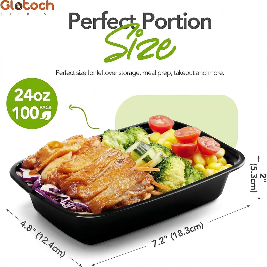 Meal Prep Containers 24Oz-100 Pack (200-Piece) Reusable Food Storage Containers With Lids Microwave, Freezer, Dishwasher Safe - Leakproof & Bpa Free Durable Plastic Bento Box For To Go Take Out