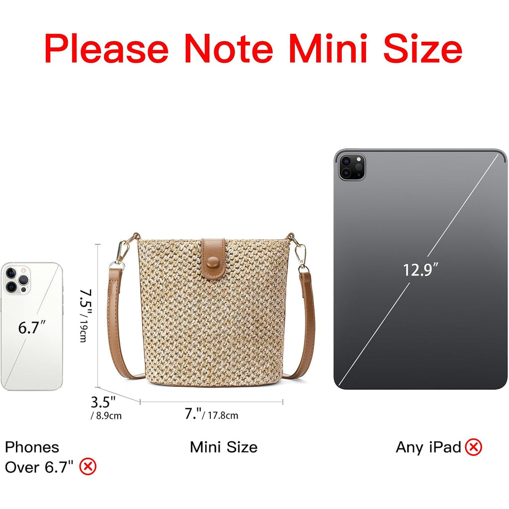 Rniega Small Straw Crossbody Bag For Women Woven Summer Shoulder Phone Purse Beach Handbag For Vacation