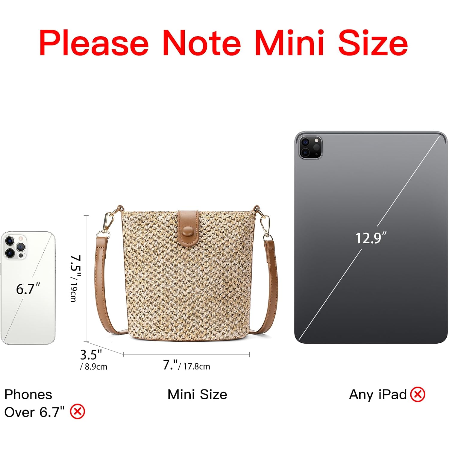 Rniega Small Straw Crossbody Bag For Women Woven Summer Shoulder Phone Purse Beach Handbag For Vacation