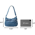 Women'S Retro Large Canvas Denim Shoulder Bag Denim Crossbody Handbags Casual Style Lightweight Tote Purse