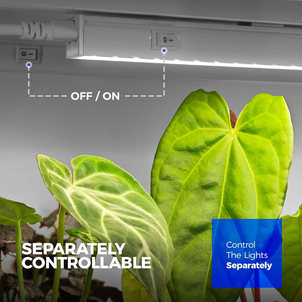 Barrina T5 Grow Lights For Indoor Plants, 5000K Full Spectrum, 1Ft Led Growing Lamp, Plant Light Strip, For Seed Starting, Vegetables, Plug And Play, 4-Pack