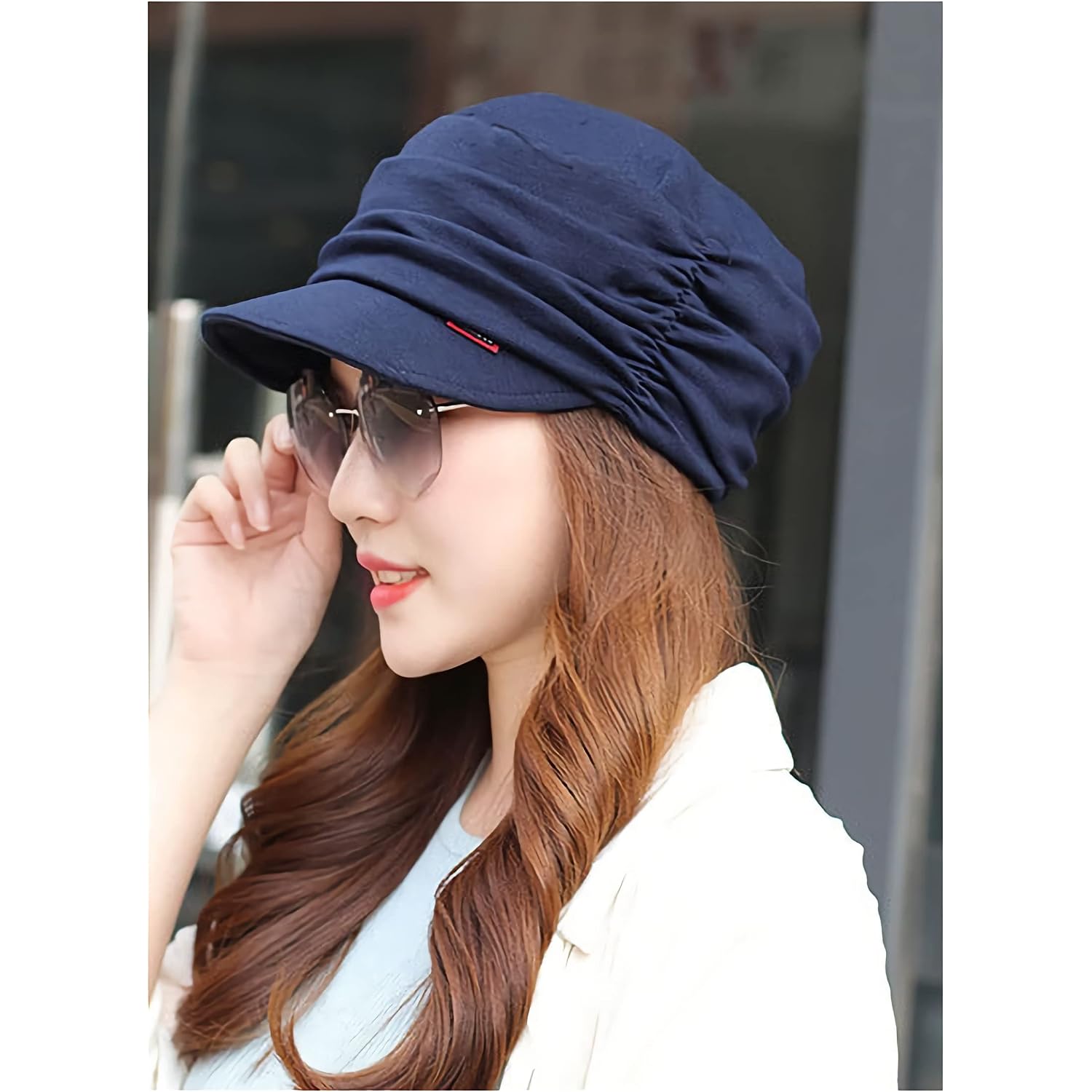 Fashion Hat Cap with Brim Visor for Woman Ladies, Best for Daily Use Dark Blue