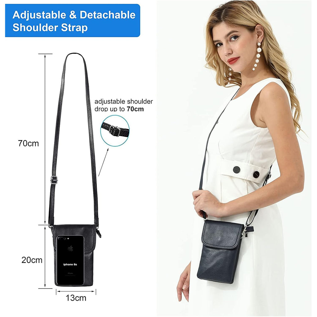 befen Genuine Leather Small Crossbody Bags for Women Cell Phone Bag Cross Body Purses,Silver Zipper