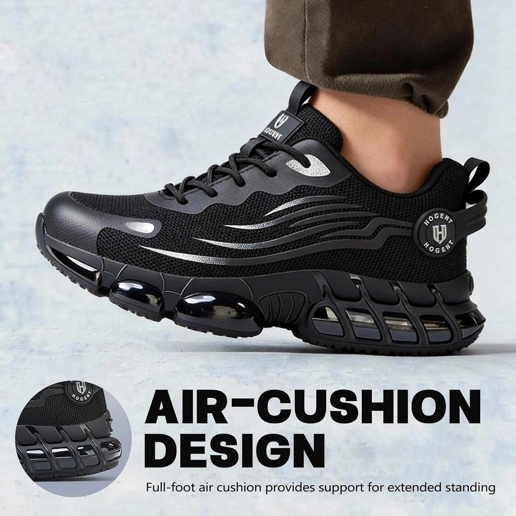 Hogent Steel Toe Shoes For Men Women, Ultra Lightweight Premium Comfortable Work Sneakers, Puncture Proof Air Cushioned All‑Day Wear Safety Toe Shoes For Industrial Construction Warehouse Factory Work