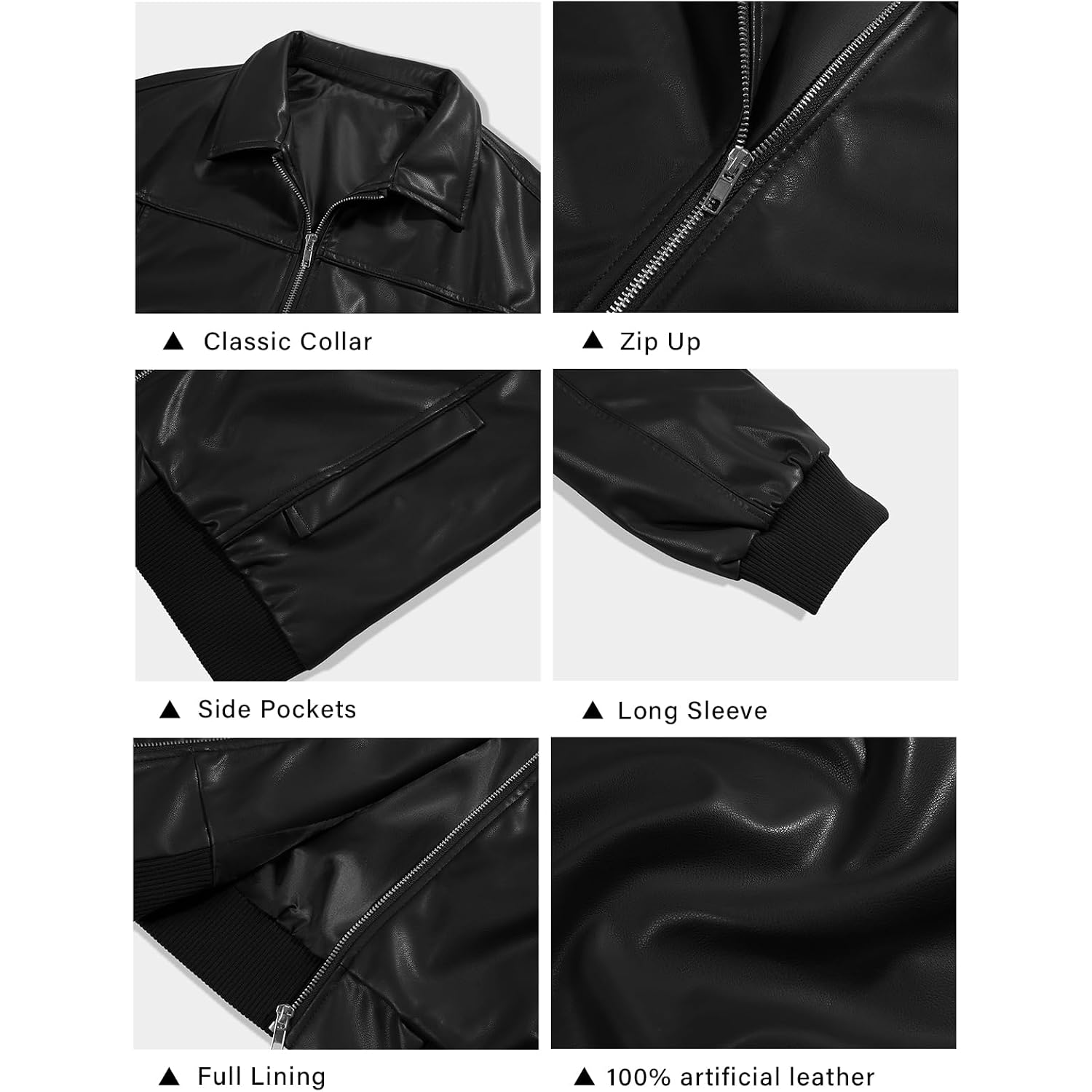 Tankaneo Womens Faux Leather Jackets Oversized Bomber Casual Fall Fashion Zip Up Moto Biker Coats