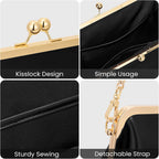 Women's Kiss Lock Crossbody Bag PU Medium Handbags Kiss Clasp Crossbody Shoulder Bags Tote Purse Messenger Handbag