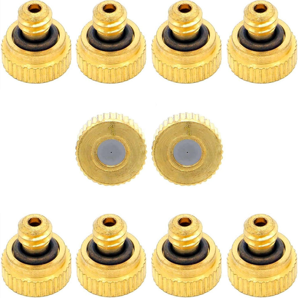 10Pcs Brass Misting Nozzle - 0.004" Orifice (0.1Mm) Dia 10/24 Unc Replacement Heads For Outdoor Cooling System (0.1Mm)