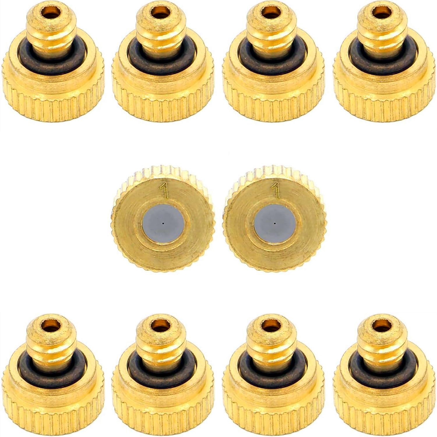 10Pcs Brass Misting Nozzle - 0.004" Orifice (0.1Mm) Dia 10/24 Unc Replacement Heads For Outdoor Cooling System (0.1Mm)