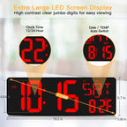 Xrexs Large Digital Wall Clock With Remote Control, 16.5 Inch Led Large Display Count Up & Down Timer, Adjustable Brightness Alarm Clock With Day/Date/Temperature For Home, Gym, Office And Classroom