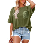 Dokotoo Womens Tops Cute Lace Summer Short Sleeve 2026 Oversized Casual T Shirts Lace Pockets