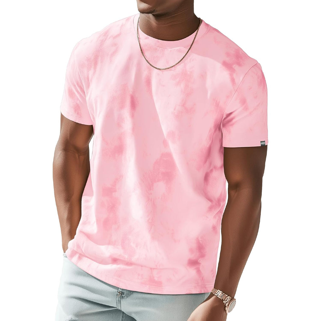 Mens Crew Neck T Shirts - Lightweight Short Sleeve Fresh Fashion Print Hipster T-Shirt Tie-Dye