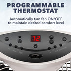 Bionaire Window Fan With Reversible Airflow Blades – 3-Speed Settings, Programmable Thermostat, Led Display, Remote Control, Fits 24–36" Windows, No Assembly Required