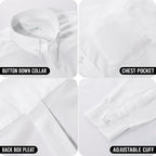 Cotton King Mens 100% Cotton Oxford Shirt Long Sleeve Dress Shirts For Men Button Down Work Casual Shirt With Pocket