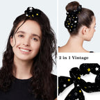 Women'S Working Caps Bouffant Surgical Cap With Bow Scrunchies Little Daisy Art Paint Ponytail Holder Tie Back Scrub Hat