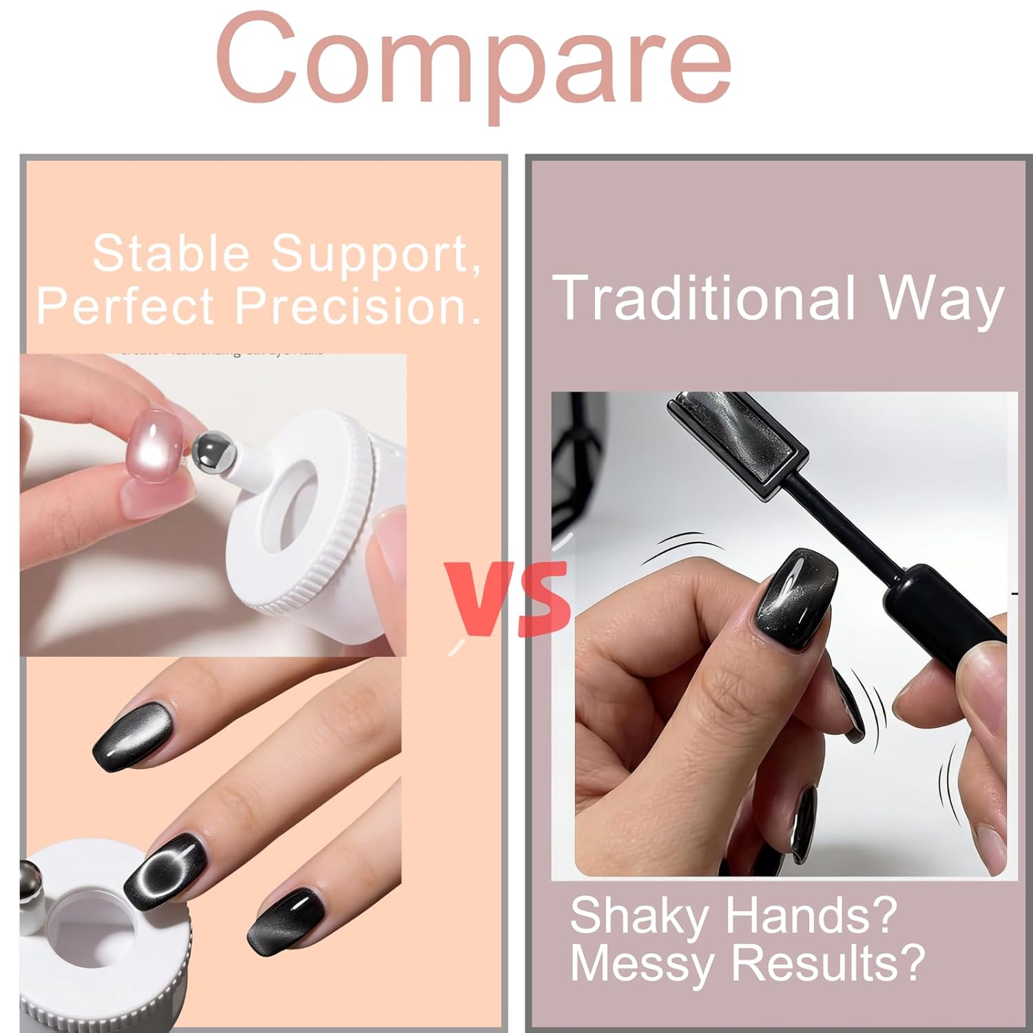 Rotating Cat Eye Magnet, Automatic Glass Bead Suction Of Cat Eye Nail, Beginner Friendly Nail Tool, with Uniform Magnetic Force, Excellent Light Absorption, Can Easily DIY Glossy Cat Eye Effect