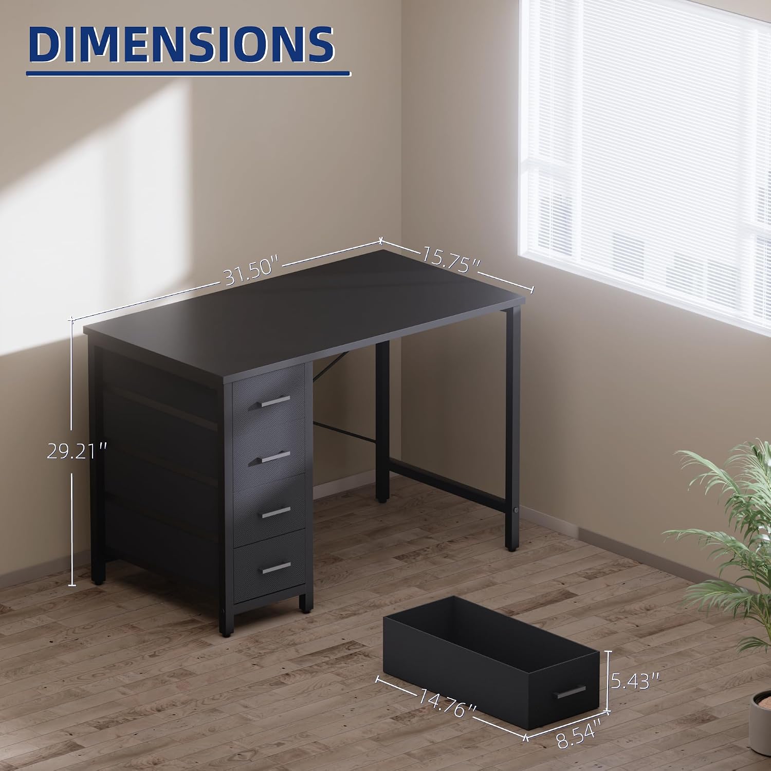 Pamray 32 Inch Computer Desk With 4 Drawers Small Office Desk For Home Bedroom Study Writing Simple Modern Computer Table Black