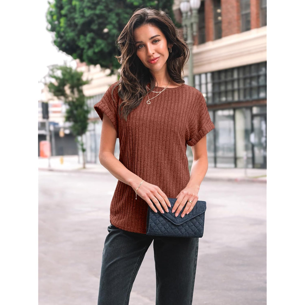 Women Summer Tops 2026 Spring Sweaters Dressy Casual Short Sleeve Shirts Business Blouses