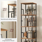 Mahancris 5-Tier Rotating Bookshelf, Freestanding Corner Bookshelf, 360° Spinning Bookcase, Industrial Style Storage Rack With Rails, For Living Room, Bedroom, Study, Rustic Brown And Black Bkhr1601