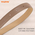 WHIPPY Women Skinny Leather Belt for Jeans Pants Dresses Ladies Fashion Waist Belt with Shiny Gold Buckle