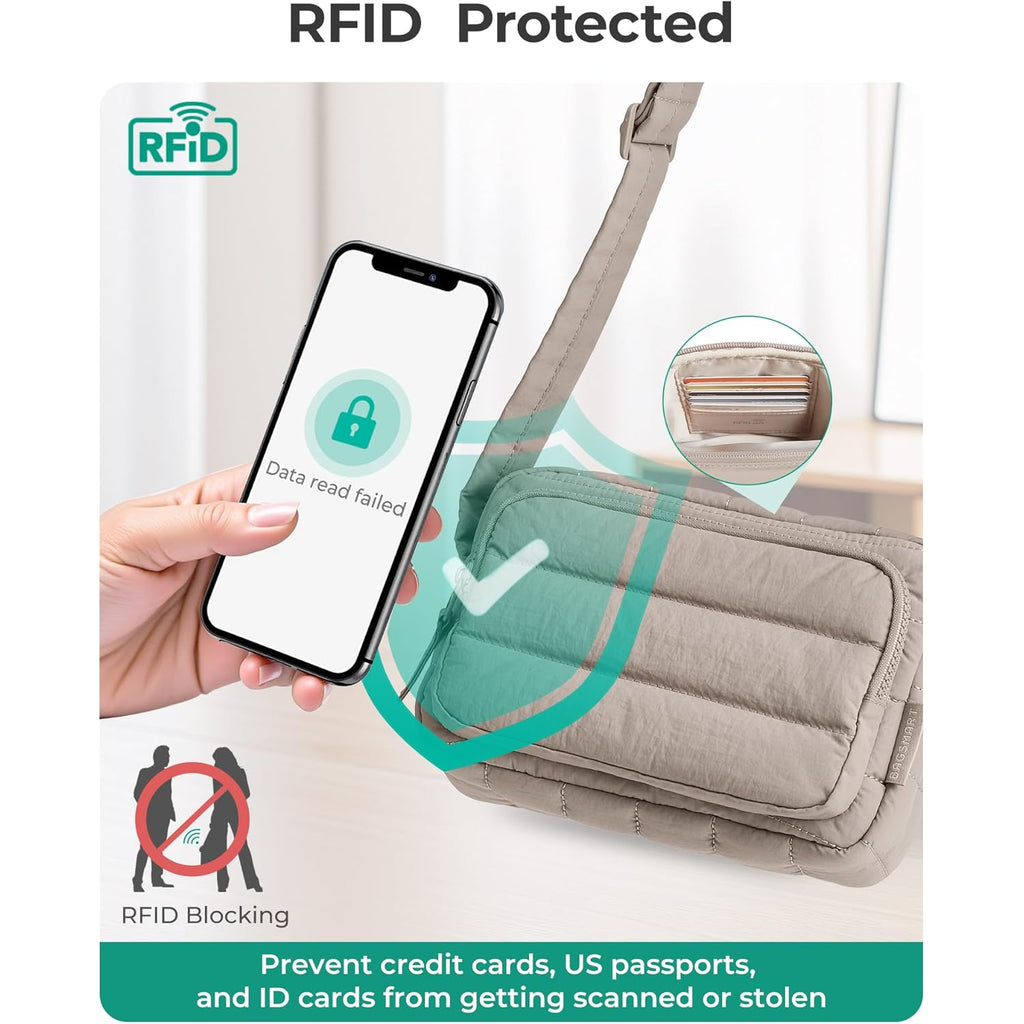 BAGSMART Crossbody Bags for Women, Puffer Crossbody Purses for Women with RFID Blocking Slots, Handbags Wallet Small Purse | Travel Purse, Small Crossbody, 3.4L Mini Purse, for Travel, Gym, Lightweight, Water-resistant