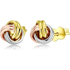 14k Solid Gold Knot Stud Earrings for Women - 14 Carat Small Ball Knots Studs - Nickel Free Earring - Pushback - Hypoallergenic - Elegant Jewelry Gifts for Her, Bridal, Anniversary, Your Wife