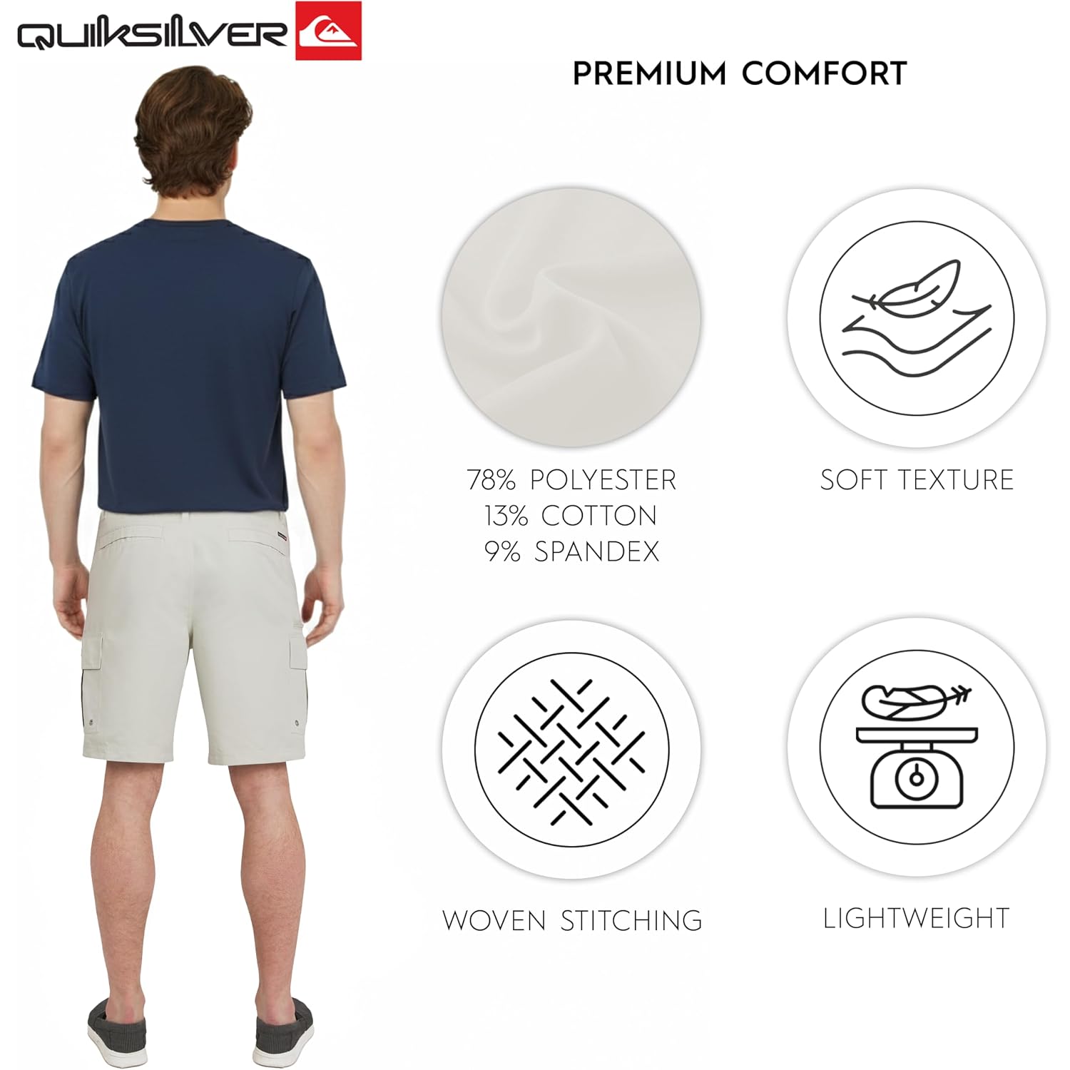 Quiksilver Men'S Regular Fit Fixed Waist Water Friendly Active Hybrid Cargo Shorts (32-42