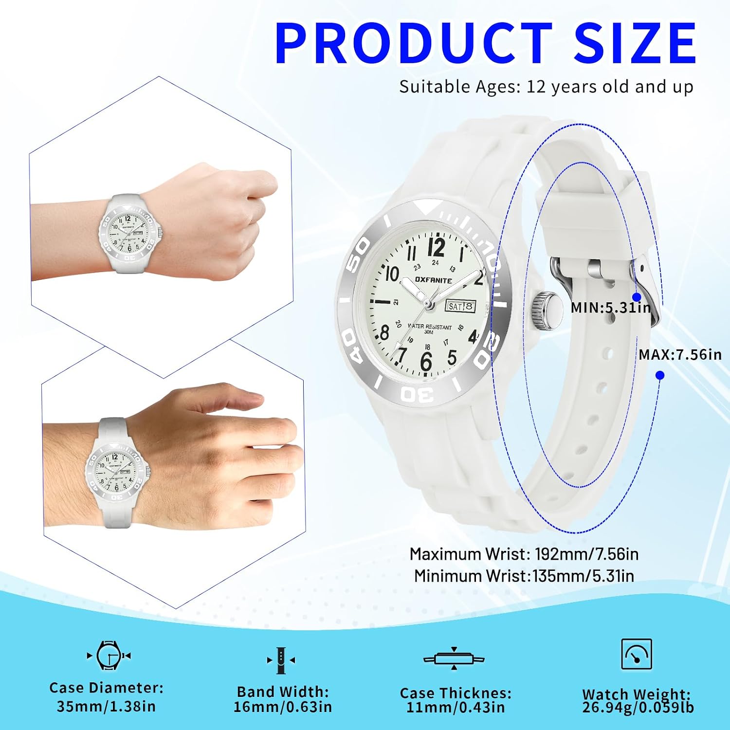 Waterproof Nurse Watch For Medical Professionals,Students, Women Men, Military Time Easy To Read Dial, 24 Hour With Second Hand, Soft And Breathable Silicone Band