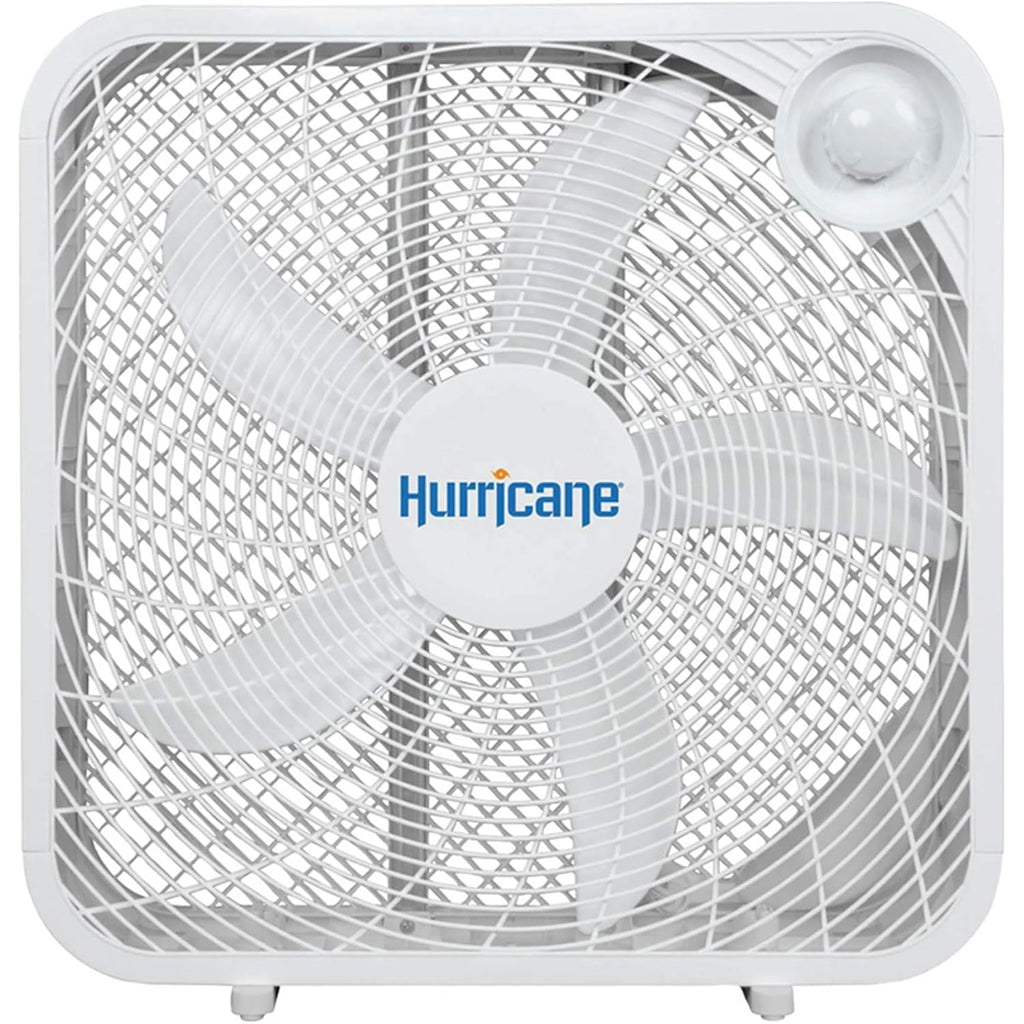 Hurricane Classic Floor Box Fan With 3 Speed Settings, White - 20In | Corded Portable Electric Air Cooling Unit W/ Powerful 2400 Cfm Airflow For Home, Garage, Office, Bedroom & Basement