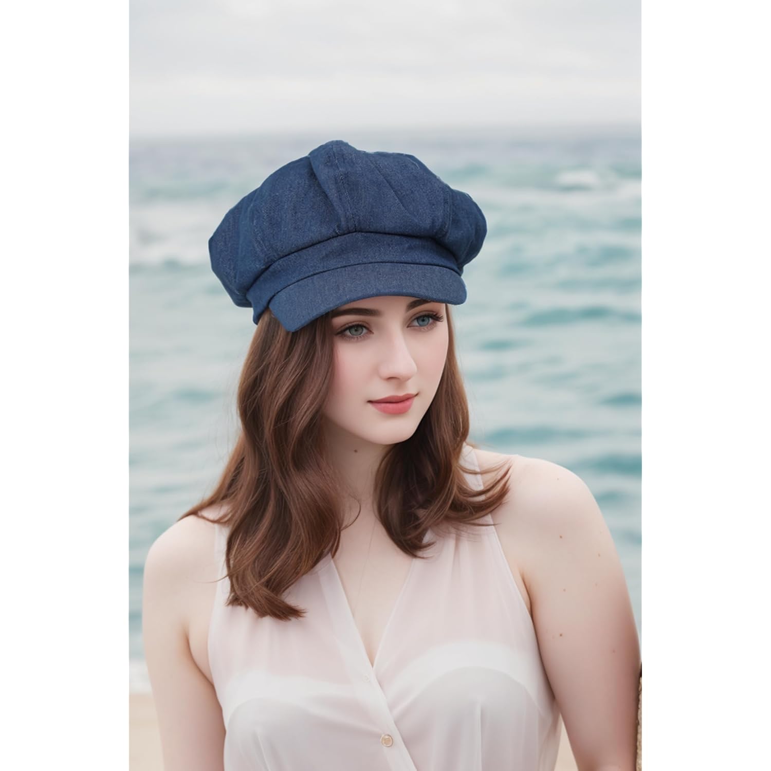 Womens Newsboy Cap Summer Beret Cap- 100% Cotton 8 Panels Vintage Cabbie Hat- Octagonal Visor Cap For Women Girls Ladies Gift | Summer, Vintage, 8 Panels, For Women Girls Ladies, Gift