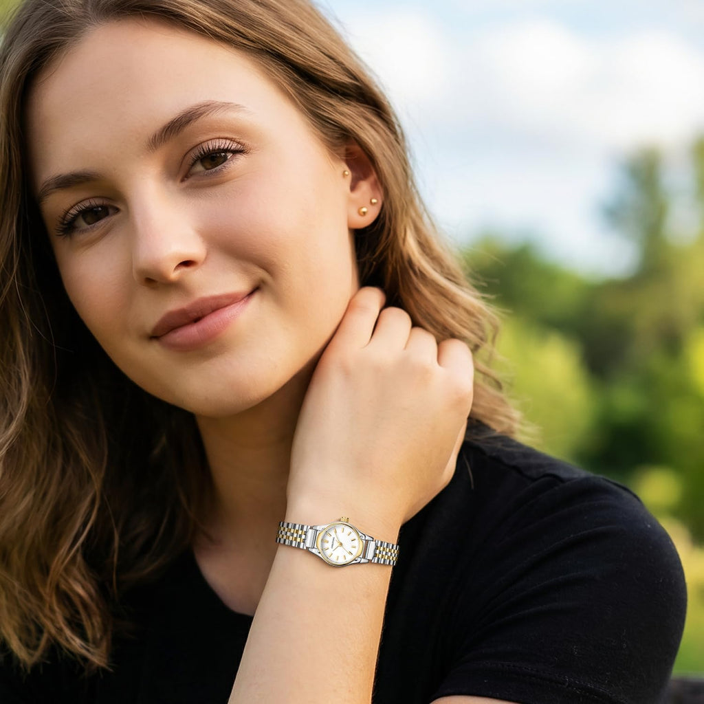 CHEETAH Gold Watches for Women, Dainty Small Round Dial, with Stainless Steel Bracelet Watchband, Waterproof