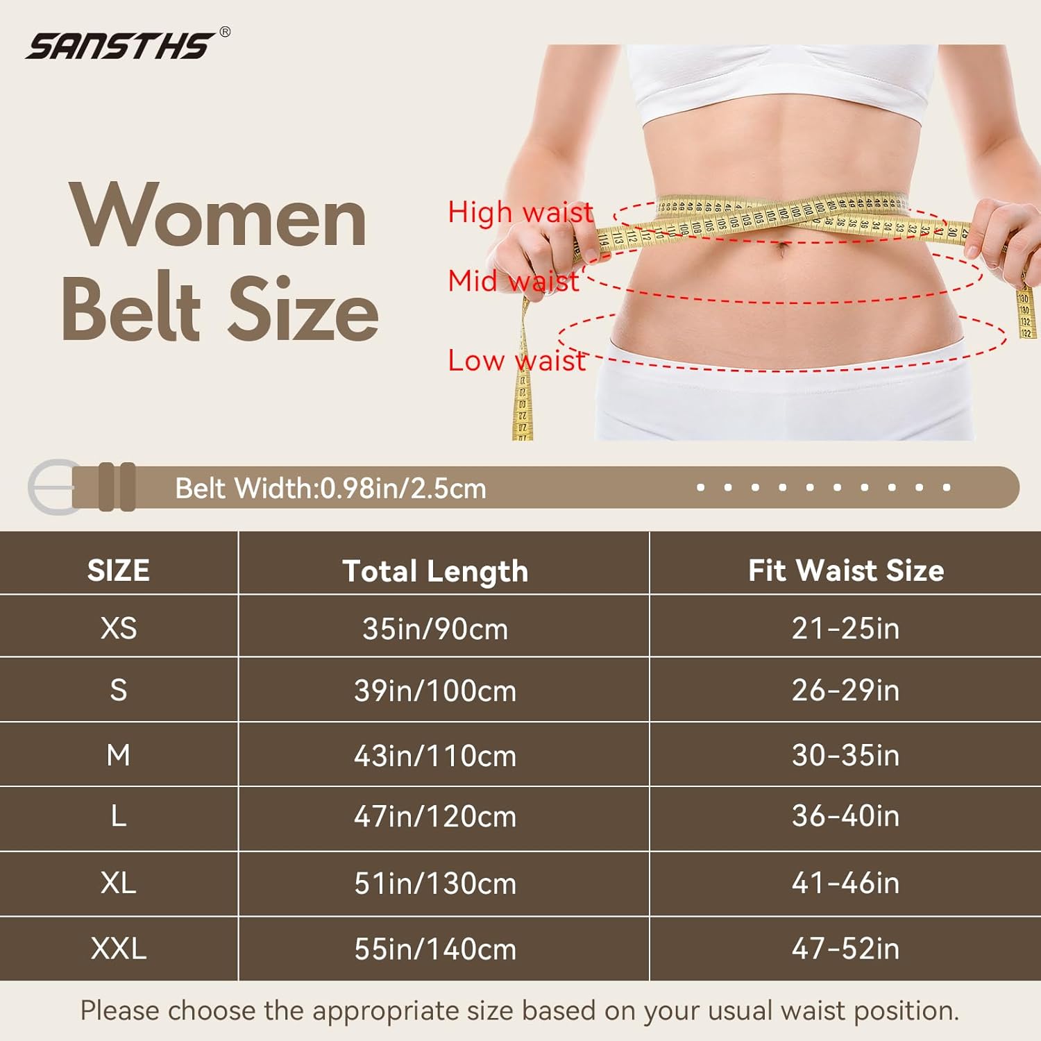 SANSTHS Women Leather Belt for Jeans Pants Fashion Ladies Skinny Belt for Dresses Thin Belt with Single Prong Buckle