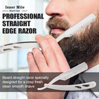 Isner Mile Beard Grooming Kit for Men Care: with Beard Oil Balm Wash Brush Comb & Straight Razor, Birthday Valentines Fathers Gifts for Men Him Boyfriend Husband Coworker, Christmas Stocking Stuffers