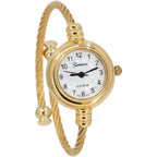 Collections Women's Cuff Watch - Round Analog Display Arabic Numbers 23mm Case Wire Bracelet Watch for Women Elegant Cable Cuff Bangle Wrist Watch